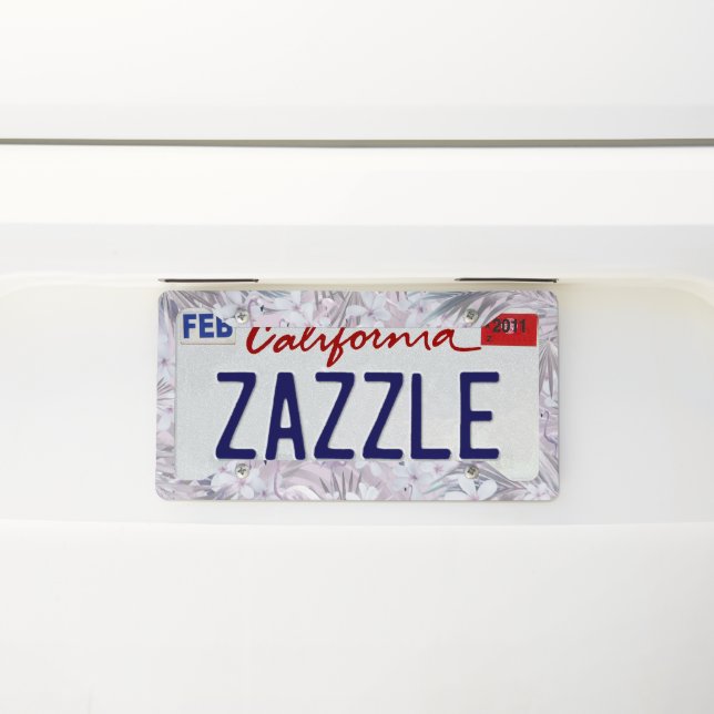 Pastel Flamingo Jungle Love 4 #art #tropical License Plate Frame (On Car)