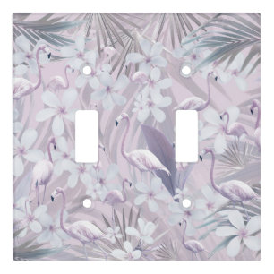 Pastel Flamingo Jungle Love 4 #art #tropical Light Switch Cover