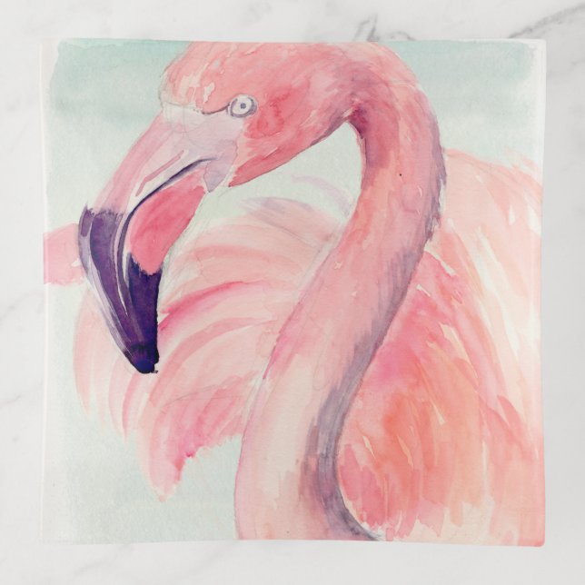 Pastel Flamingo Trinket Tray (Front)