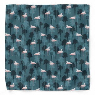 Pastel Flamingos On Teal Bandana