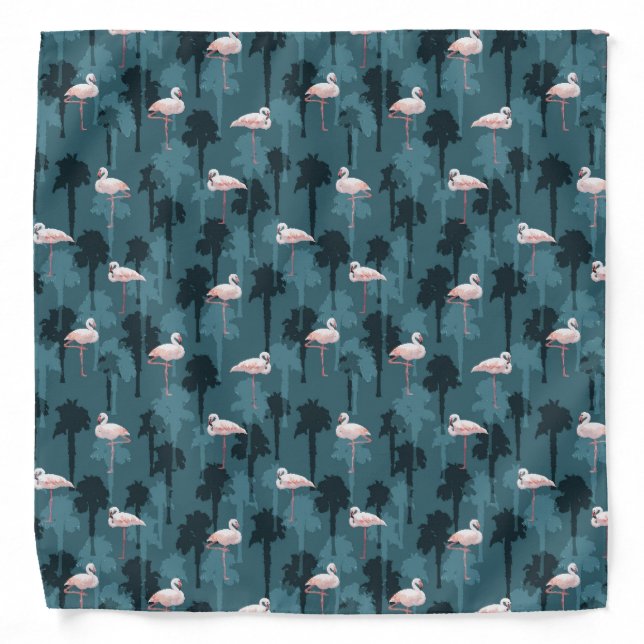 Pastel Flamingos On Teal Bandana (Front)