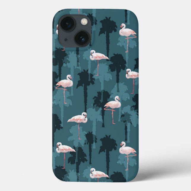 Pastel Flamingos On Teal Case-Mate iPhone Case (Back)