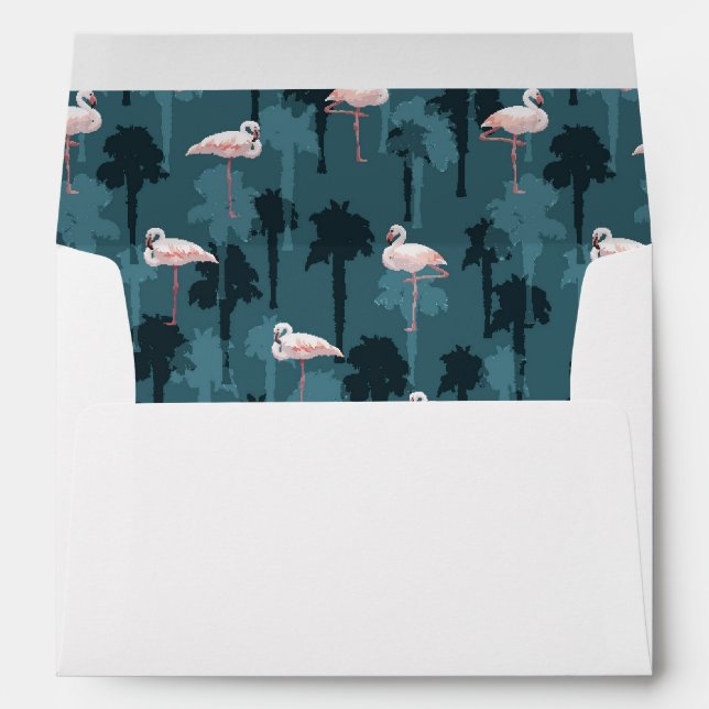Pastel Flamingos On Teal Envelope (Back (Bottom))