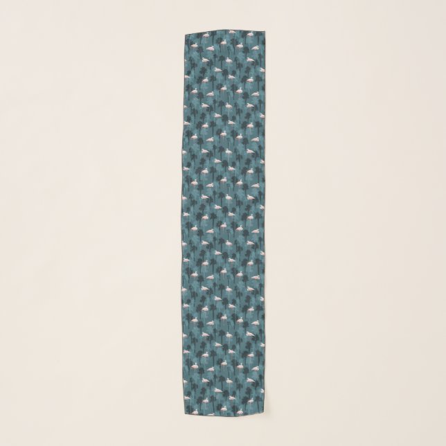 Pastel Flamingos On Teal Scarf (Front)