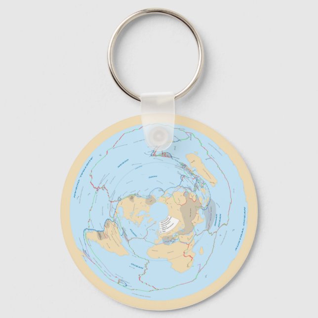 Pastel Flat Earth Tectonic Plate AE Map Keychain (Front)