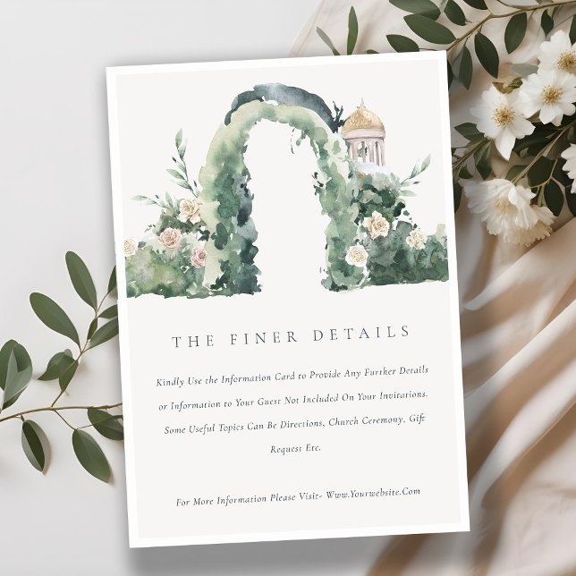 Pastel Flora Garden Arch Botanical Wedding Details Enclosure Card (Creator Uploaded)