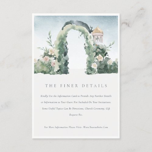 Pastel Flora Garden Arch Botanical Wedding Details Enclosure Card
