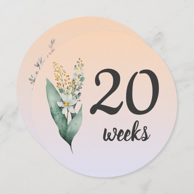 Pastel Floral 20-21 Weeks Pregnancy Milestone Card (Front/Back)