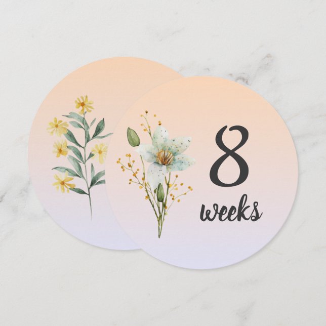 Pastel Floral 8-9 Weeks Pregnancy Milestone Card (Front/Back)
