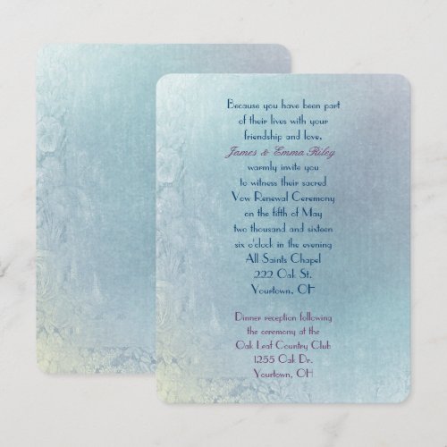 Pastel  Floral Abstract Vow Renewal Personalized Invitations