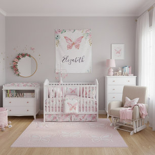 Pastel floral and butterfly baby tapestry