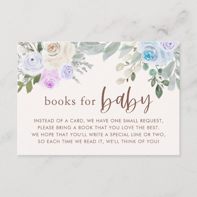 Pastel Floral and Leaves Books For Baby Cards (Front)