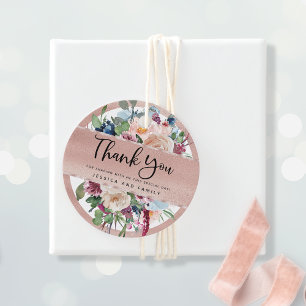 Pastel Floral and Rose Gold Quinceañera Favor Tags