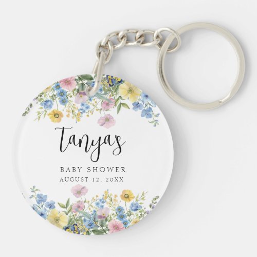 Pastel Floral Baby in Bloom Watercolor Keychain