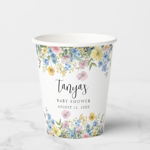 Pastel Floral Baby in Bloom Watercolor Paper Cups