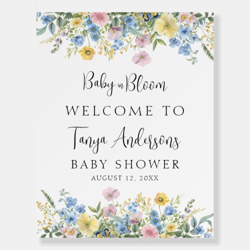 Pastel Floral Baby in Bloom Watercolor Welcome Foam Board