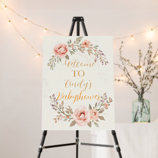 Pastel Floral Baby Shower Welcome Sign