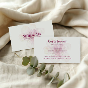 Pastel Floral Background Natural Spa Therapist Business Card