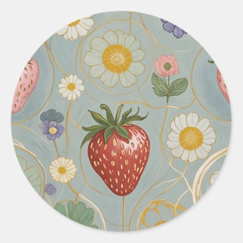 Pastel Floral  Berry Delight Classic Round Sticker