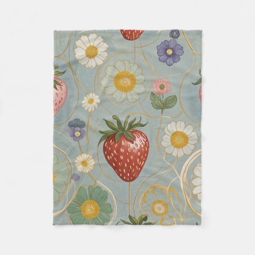 Pastel Floral  Berry Delight Fleece Blanket