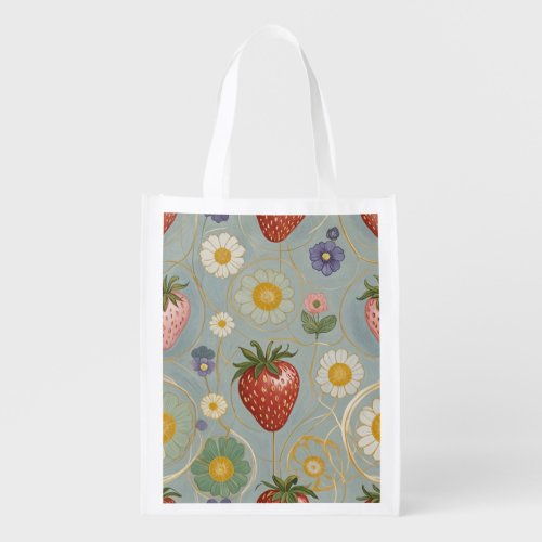 Pastel Floral  Berry Delight Grocery Bag