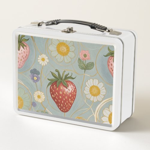 Pastel Floral  Berry Delight Metal Lunch Box