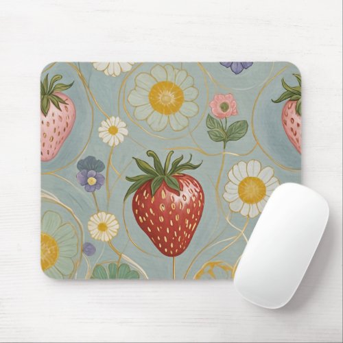 Pastel Floral  Berry Delight Mouse Pad