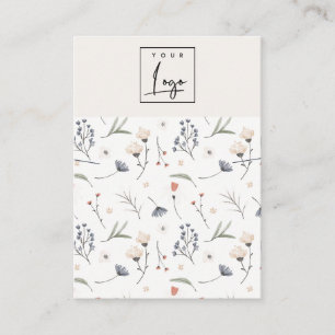 Pastel Floral Blue Rust Logo Necklace Band Holder Business Card