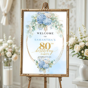 Pastel Floral Boho Birthday Sign 80th birthday 