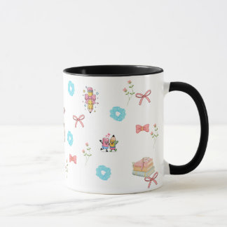 Pastel Floral Book Aesthetic Two-Tone Mug