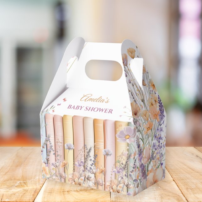 Pastel Floral Book Theme Baby Shower Favor Boxes (Creator Uploaded)
