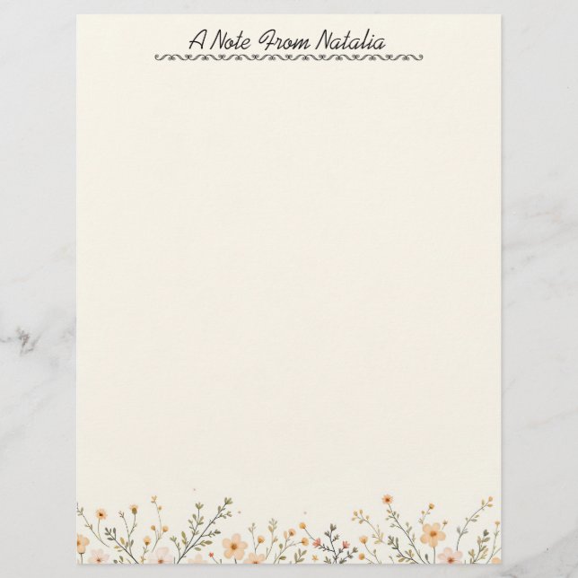 Pastel Floral Border Stationery Paper (Front)