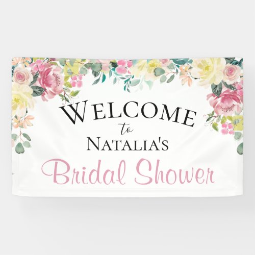 Pastel Floral Bouquet Bridal Shower Banner