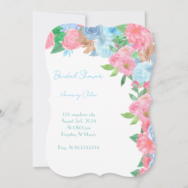 PASTEL FLORAL BRIDAL SHOWER SPRING SUMMER INVITATION (Front)