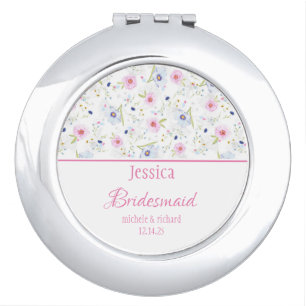 Pastel Floral Bridesmaid Compact Mirror
