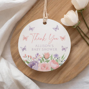 Pastel Floral Butterfly Baby Shower Favor Tags