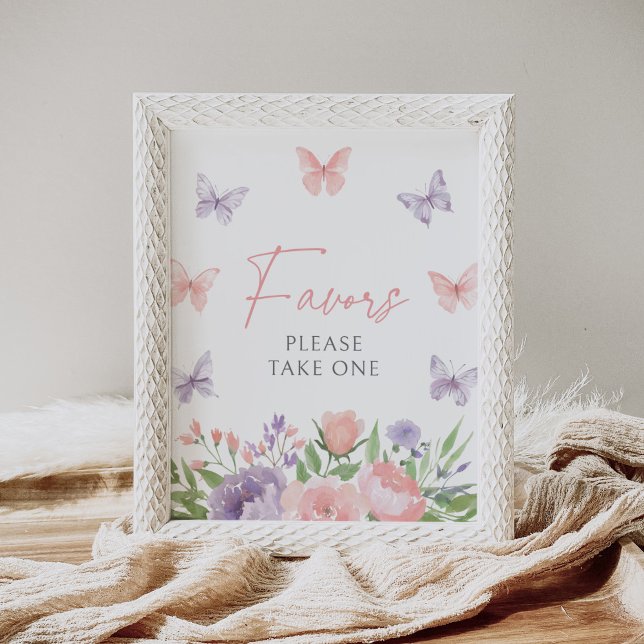 Pastel Floral Butterfly Baby Shower Favors Sign (Creator Uploaded)
