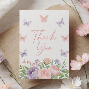 Pastel Floral Butterfly Baby Shower Thank You Card