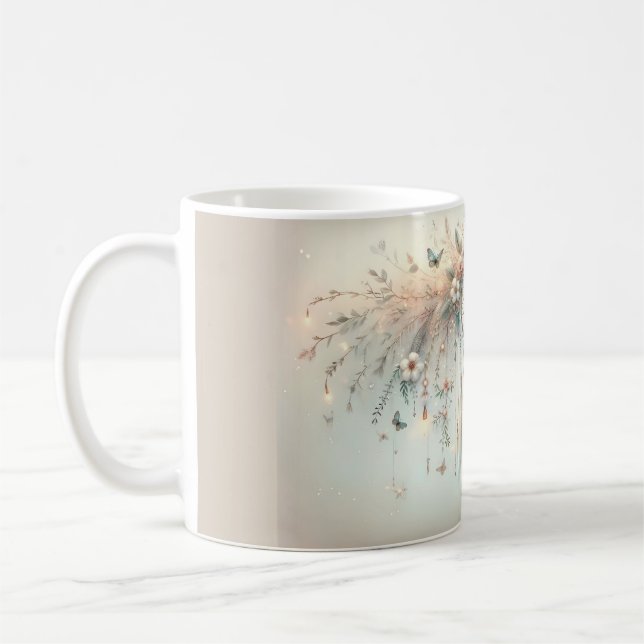 Pastel Floral Butterfly Dreamcatcher Coffee Mug (Left)