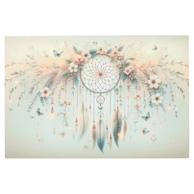 Pastel Floral Butterfly Dreamcatcher Metal Print (Front)