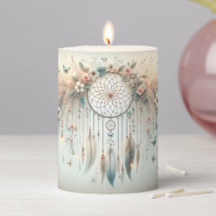 Pastel Floral Butterfly Dreamcatcher Pillar Candle