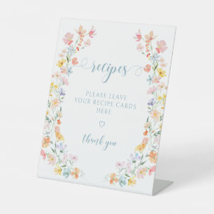Pastel Floral Chic Bridal Recipe Shower Sign
