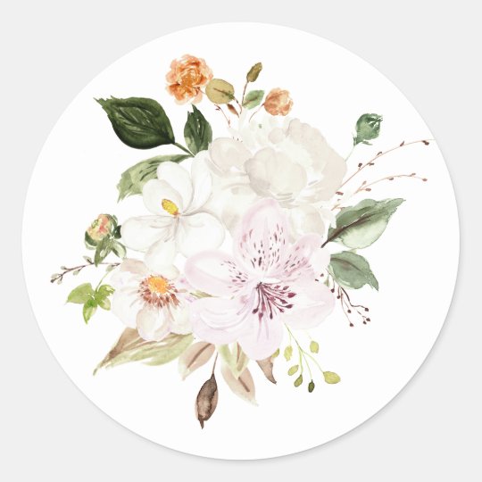 Pastel Floral Classic Round Sticker 