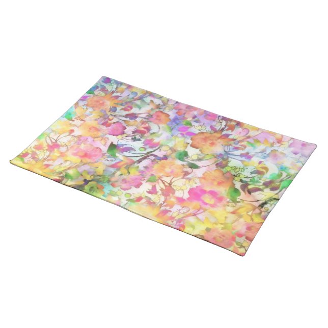 Pastel floral cloth placemat (On Table)