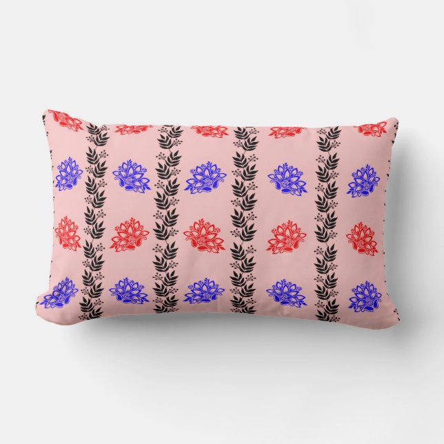 “Pastel Floral Column Pillow” Lumbar Pillow (Front)