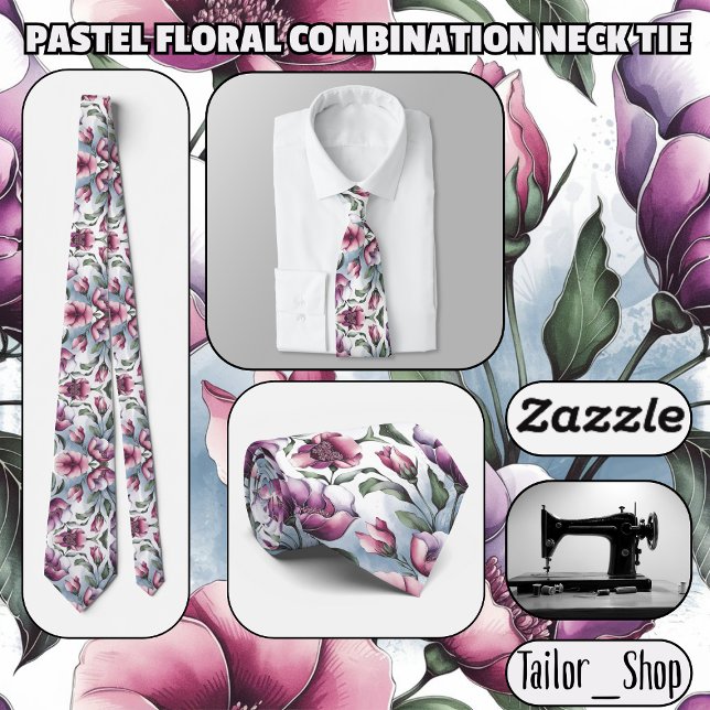 Pastel Floral Combination Neck Tie (Pastel Floral Combination Neck Tie)