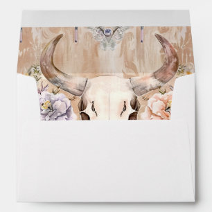 Pastel Floral Crystal Western Cow Skulls  Theme Envelope