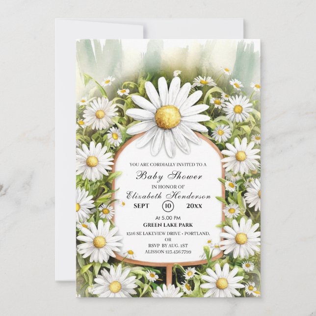 Pastel Floral Daisy Baby Shower Invitation (Front)