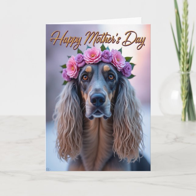 Pastel Floral Dog Portrait Card (Front)