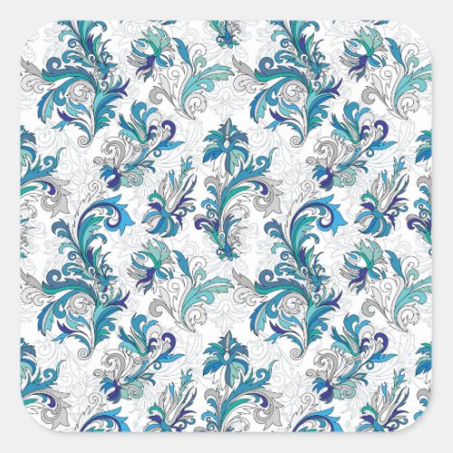 Pastel Floral Doodle Vintage Pattern Square Sticker